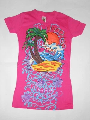 Nuevo Ed Hardy Niña Rosa Camiseta, Túnica Talla 6/6x Año PVP £48 Foto 1 de 2