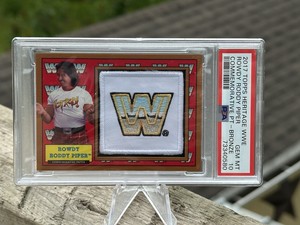 2017 WWE TOPPS HERITAGE BRONZE ROWDY RODDY PIPER COMMEMORATIVE PATCH /99 PSA 10