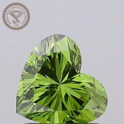 loose cvd lab diamond 1.04ct fancy vivid green heart VS1 certified diamond - Image 1 of 4