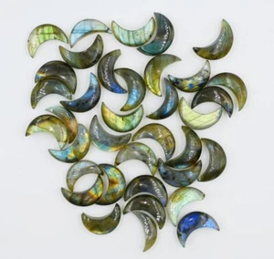 Multi Labradorite Cabochon 10x10mm To 15x15mm Moonshape Natural Gemstone - Picture 1 of 6