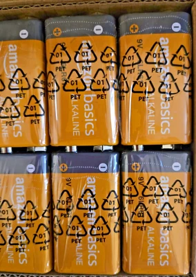 Amazon Basics 9V Alkaline Batteries 8 Count Package Individually Wrapped NEW - Image 1 of 3