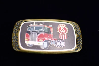 Hebilla de cinturón de camión roja de latón macizo Aminco Heritage 1980 vintage  Foto 1 de 3