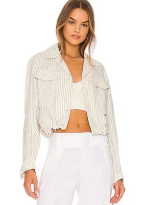 Rag & Bone Womens Jacket Blazer XL Piper Stripe Linen Striped Natural & Black - Image 1 of 4