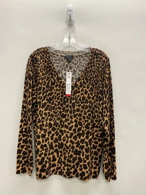 Talbots Size L Tan Black/Brown Animal Print Cashmere Ladies Sweater - Image 1 of 2