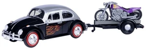 ,MOTOR MAX, VOLKSWAGEN Kever negro y plata con puerta de moto y moto, 1/24, M... - Imagen 1 de 1