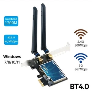 FV-AC1200 PCI-E Network Card 2.4G/5GHz Wireless Bluetooth Adapter for Windows PC - Picture 1 of 6