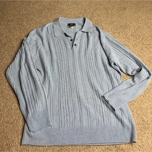 Dockers Polo Style Collared Long Sleeve Blue Acrylic Sweater Mens Size XL - Picture 1 of 3
