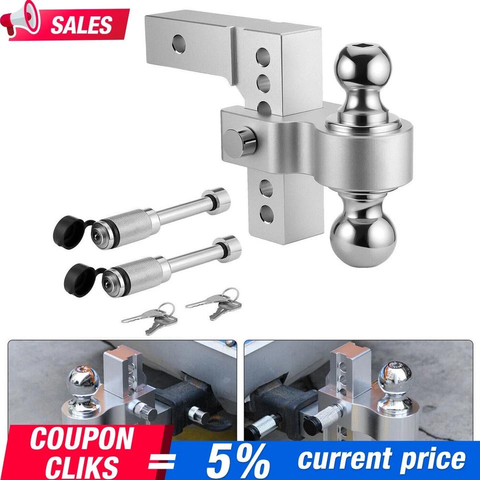 2" Receiver 6" Drop/Rise Adjustable Tow Hitch Dual Ball Mount Trailer 18500 lb - Image 1 of 4