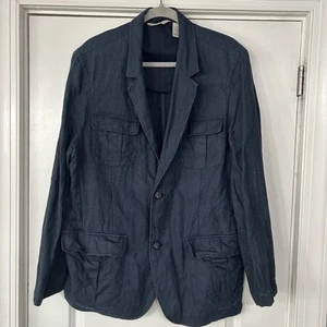 LL Bean 100% Linen Safari Blazer Mens 44R Coastal Summer Lightweight 283906 - Picture 1 of 15
