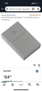 OM SYSTEM BLS-50 Lithium-Ion Battery (7.2V, 1210mAh) - Picture 1 of 2