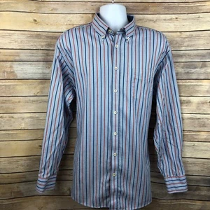 Casa Moda Mens Shirt Sz 2XL XXL Relaxed Blue Orange Vertical Stripe LS Buttonup - Picture 1 of 11