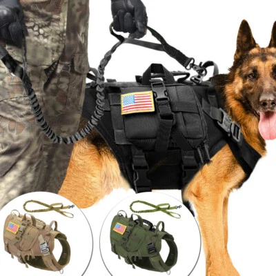Tactical Nylon Dog Harness and Leash set Military Molle Vest for German Shepherd - Image 1 of 4