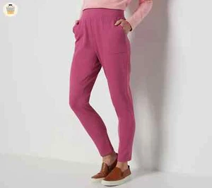 Isaac Mizrahi Live! True Denim Ankle Jogger Pants w/Pocket Dusty Rose, Tall XXS - Picture 1 of 8