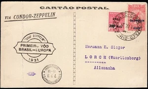 Brasil - Zeppelin - Yv TP 235+A27 - 1931 - Marca Sieger 125A de Río a Lorch - Picture 1 of 1