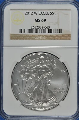 2012 W Burnished $1 Silver Eagle NGC MS 69 (Brown Label) - Image 1 of 2