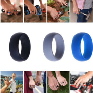 3Pcs Silicone Rubber Wedding Ring Flexible Comfortable Safe Work Sport Gym Gifts
