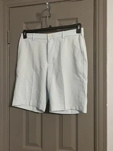Men's Walter Hogan Flat Front Blue White 11 Majors Golf Shorts Size 34 - Picture 1 of 10