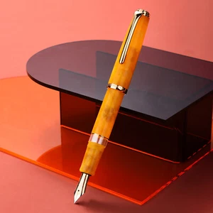 Hongdian N1S Piston Fountain Pen EF Nib, Orange Marble Acrylic Writing Ink Pen - Imagen 1 de 8