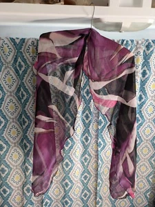 Chicos Ladies Semi sheer Purple White Long Abstract Artist Scarf - Picture 1 of 4