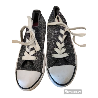 Tênis Airwalk feminino tênis lona azul glitter com cadarço parte superior baixa tamanho 2 Y - Imagem 1 de 4