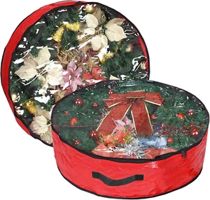 Christmas Wreath Storage Bag 36" - Garland Holiday Container 2 Pack (Red) - Picture 1 of 12