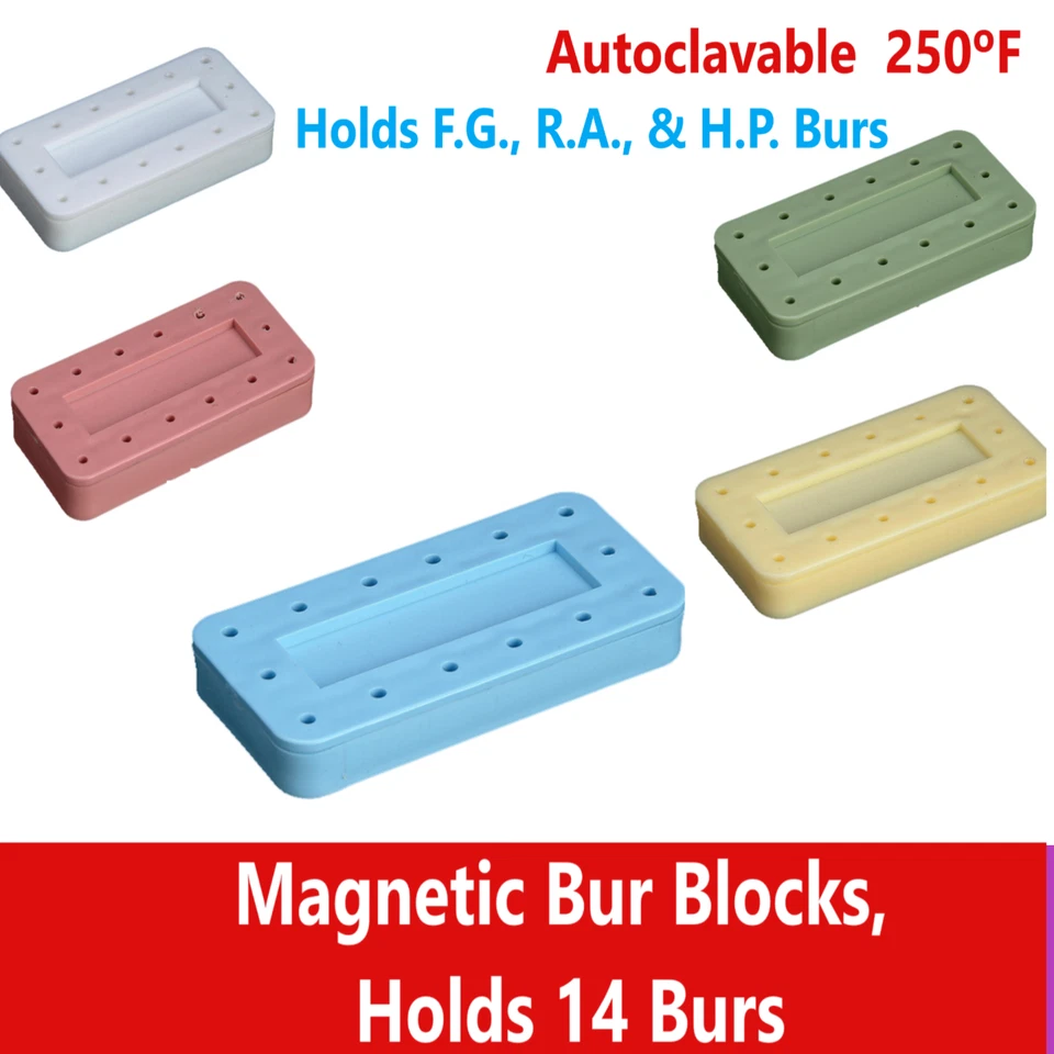 Bloque de fresado dental magnético rectangular estación de soporte de laboratorio para 14 fresas FG, HP RA Foto 1 de 1