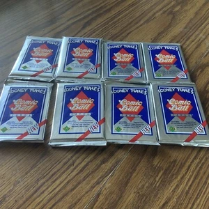 Vtg 1990 MLB/Upper Deck Looney Tunes Comic Ball Cards -12 Pack- Sealed Lot Of 8 - Picture 1 of 3