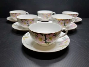 6 Sets Noritake Azalea 19322 Pink Floral Gold Trim Fine China Japan Cups Saucers - Picture 1 of 12