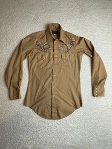 Vintage Champion Westerns Permanent Press Shirt Mens 16-33 Brown Pearl Snap 3D - Picture 1 of 11