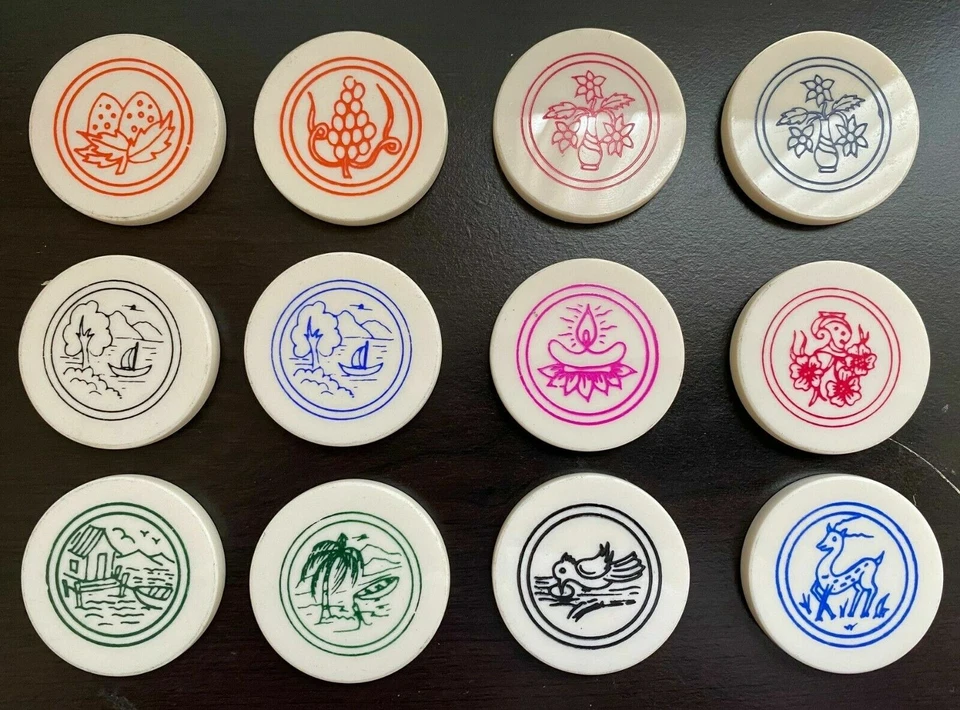 4 Designer Carrom Carom Board Coins Plastic Striker Flicker Random Design 2020 - Image 1 of 1