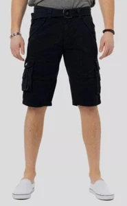 X RAY JEANS Mens Belted 12.5" Inseam Knee Length Cargo Shorts, Navy 34 - Picture 1 of 6