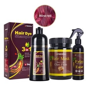 MEIDU Hair Dye Color Shampoo(WINE RED)+Hair Mask+Spray Protector+US - Picture 1 of 24