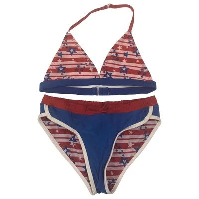 Girls 2pc Patriotic Red White Blue Stars & Stripes Bikini Swim Suit - Image 1 of 2