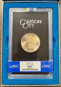 1885-CC GSA Hard Pack Morgan Silver Dollar $1, NGC MS65 gemma non circolata, tonica - Foto 1 di 7