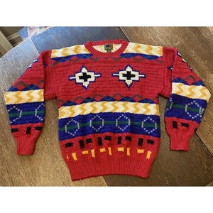 Boston Traders Chunky Cable Knit Vintage Sweater Boy’s Men’s Women’s Medium Red - Picture 1 of 9