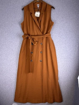 Vestido Anne Klein Maxi Wrap Feminino 12 Bolsos Laranja com Cinto Utilitário Casual Novo com etiquetas - Imagem 1 de 4