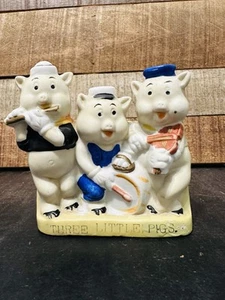 Vintage Walt Disney's 3 LITTLE PIGS Bisque Toothbrush Holder (Circa 1930's) - Picture 1 of 10