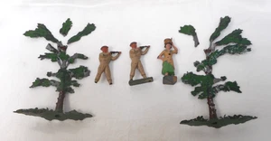 Britains Ltd, pre 1960s painted cast lead Milkmaid, British Soldiers, Flat Trees - Picture 1 of 18