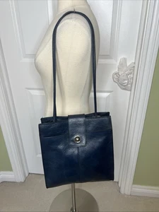 Vintage Pelle Studio Tasche Schultertasche Pebbled Leder dunkelblau strukturiert - Bild 1 von 13