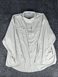 Poncho Mens Button Down Shirt 3XL Cream Beige Regular Fit Stretch Pearl Snap - Picture 1 of 13