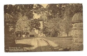 REISTERSTOWN MD All Saints Rectory & Church Entrance PC Maryland Postcard - Picture 1 of 1