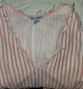 Tommy Bahama Women's Mini Cabana Stripe Fringed 100% Linen Shift Dress Size MED - Picture 1 of 16