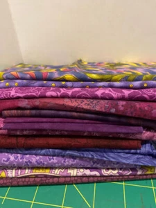 Purple Cotton Quilting Fabrics Lot 14 Pieces Weighs 14 oz. 100% cotton - Picture 1 of 3