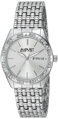 AUGUST STEINER Womens AS8177SS Silver Tone Crystal Accented 32mm Watch 130008 - Image 1 of 2