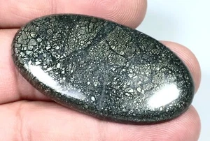 60 CT NATURAL MINERAL MARCASITE HADEED OVAL CABOCHON PENDANT GEMSTONE ER-36 - Picture 1 of 5