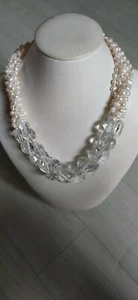 20-21" natural Eerie pearl and crystal pearl necklace the magne clasp - Picture 1 of 7