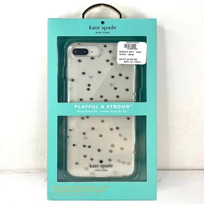 Kate Spade iPhone 7 Plus iPhone 8 Plus Dots Gold Gems Flakes Clear Flexible Case - Image 1 of 4