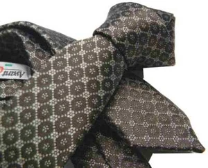 CRAVATTA uomo microdisegno marrone beige cerchietto SETA made in Italy - Imagen 1 de 6