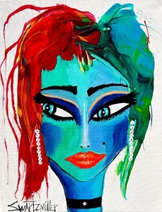 ships free COLORFUL 24 NEW 2024 PORTRAIT PAINTINGS original SWARTZMILLER DNA ART - Picture 1 of 24