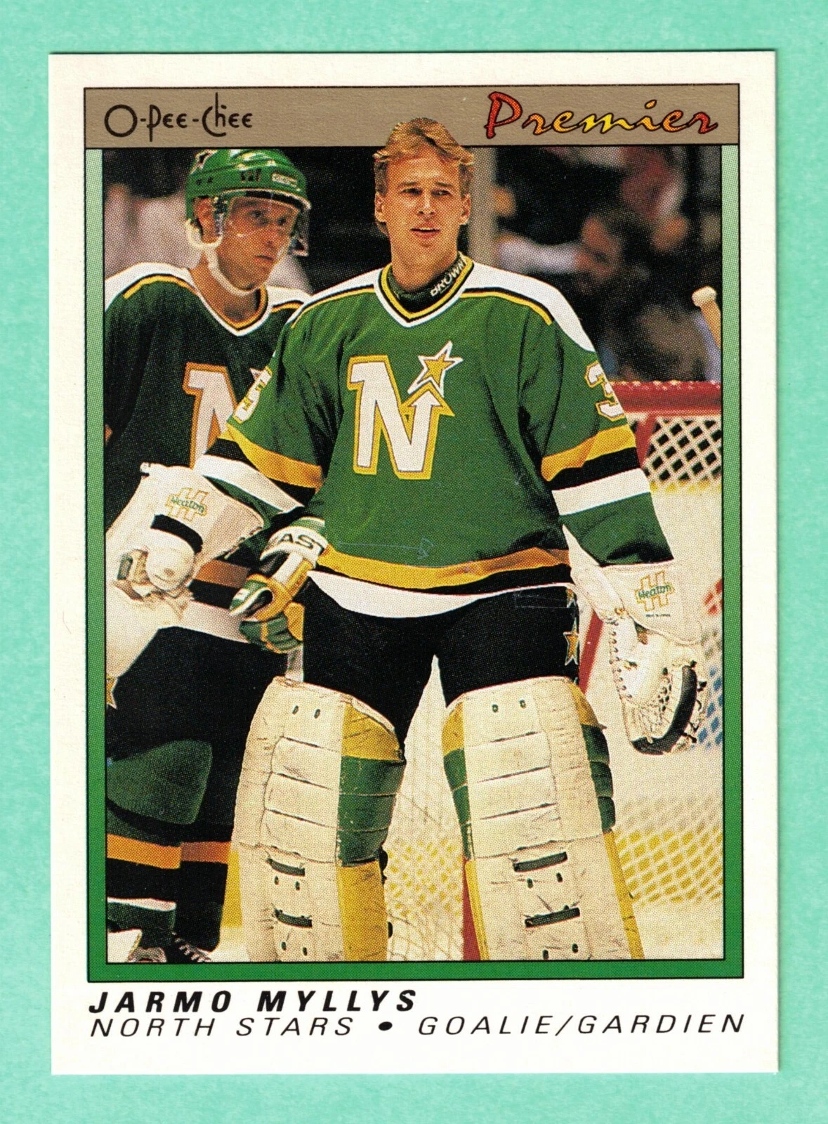 (1) JARMO MYLLYS 1990-91 OPC PREMIER # 80 STARS GOALIE ROOKIE NM-MT (I9565)